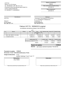Faktura VAT FU 160/M/2015 oryginał