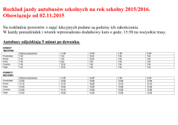 Rozkład jazdy autobusów szkolnych na rok szkolny 2015/2016