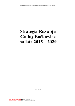 Strategia Rozwoju Gminy Baćkowice na lata 2015 – 2020