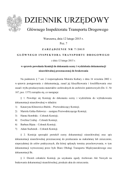 zarządzenie nr 7/2015 Głównego Inspektora Transportu Drogowego