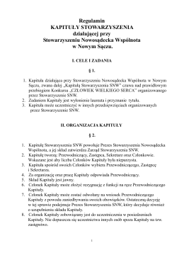 Regulamin kapituły - Stowarzyszenie Nowosądecka Wspólnota