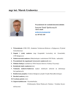 mgr inż. Marek Grabowicz - Instytut Nauk Społecznych