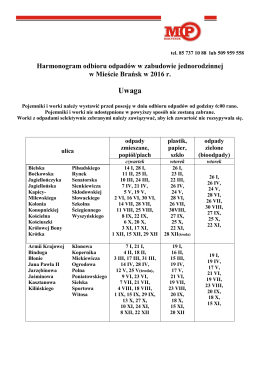 Harmonogram odbioru odpadów Miasto Brańsk 2016 r _2_.