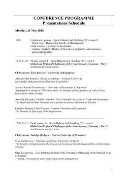 CONFERENCE PROGRAMME - 7th International Scientific