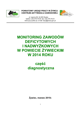Monitoring zawodów deficytowych i nadwyżkowych za 2014r.