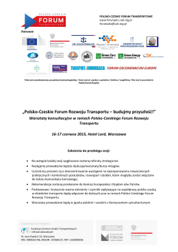 Program Forum polsko – czeskie - Centrum Analiz Transportowych i