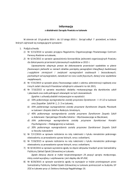 Prace Zarządu w okresie od 23 grudnia 2014 roku do 12 lutego