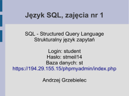 Język SQL, zajęcia nr 1