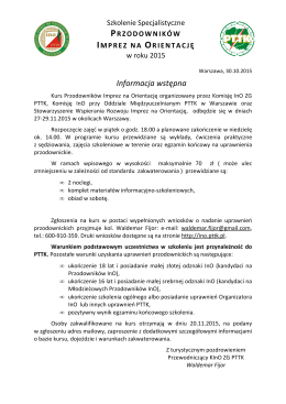 Informacja wstępna - Komisja InO ZG PTTK