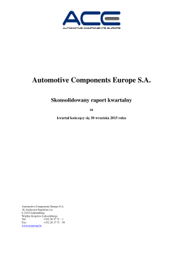 Skonsolidowany raport kwartalny za III kw. 2015 roku