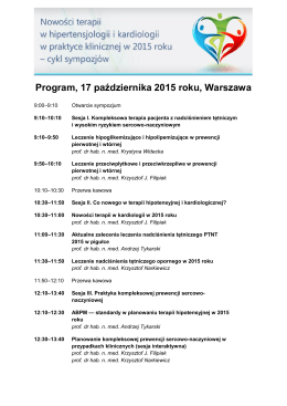 Program, 17 października 2015 roku, Warszawa
