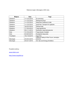 Wybrane targii w Norwegii w 2015 roku Przydatne adresy