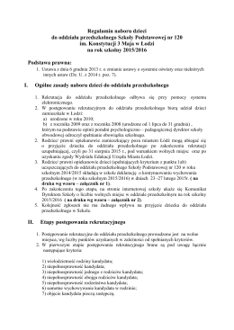 Regulamin rekrutacji do oddziału przedszkolnego na rok 2015/2016