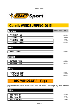 Cennik WINDSURFING 2015 BIC WINDSURF - Rigs