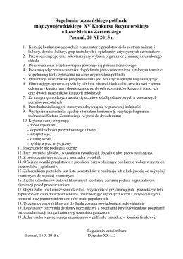 Regulamin poznańskiego półfinału międzywojewódzkiego XV