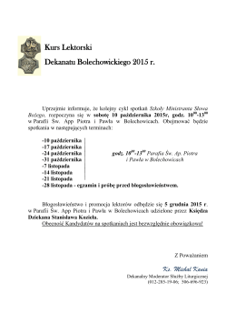 Kurs Lektorski Dekanatu Bolechowickiego 2015 r.