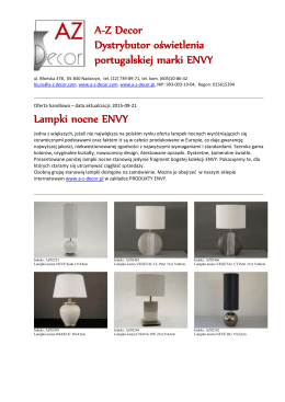 Lampki nocne ENVY A-Z Decor Dystrybutor oświetlenia