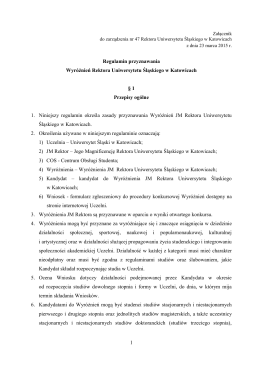 Regulamin przyznawania Wyróżnień Rektora Uniwersytetu Śląskiego