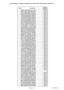 Lista studentów - wypłacone stypendium za marzec 2015r. (przelew