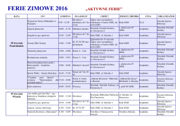 FERIE ZIMOWE 2016