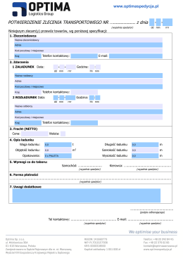POTWIERDZENIE ZLECENIA TRANSPORTOWEGO NR