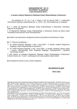 Zarządzenie nr 142/15 Wojewody Śląskiego z 29 kwietnia 2015 r. w