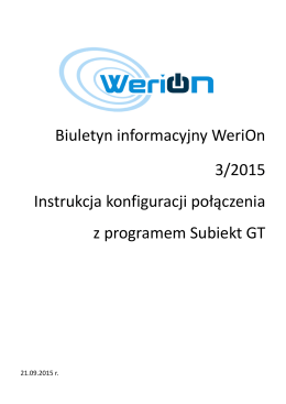 Biuletyn informacyjny WeriOn 3/2015 Instrukcja konfiguracji