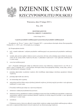 Rozporządzenie Ministra Obrony Narodowej z dnia 6 lutego 2015 r