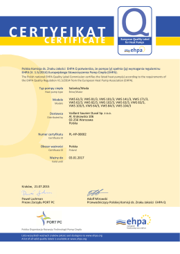 Uzupełnienie Certyfikat EHPA-Q - geoTHERM Typ