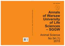 Annals of Warsaw University of Life Sciences – SGGW. Animal