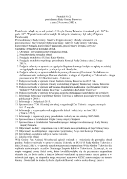 Protokół Nr X posiedzenia Rady Gminy Tułowice z dnia 29 czerwca