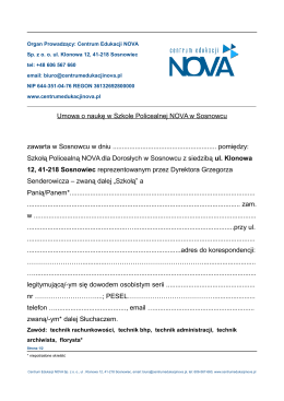 Umowa o naukę w Szkole Policealnej NOVA w Sosnowcu zawarta