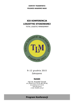 Pobierz szczegółowy program Konferencji TLM 2015
