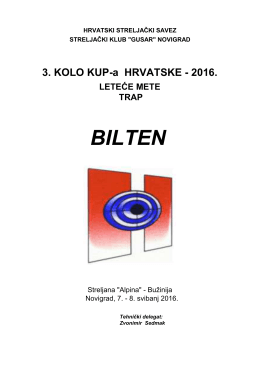III. kolo KUP-a 2016, leteće mete - trap, bilten