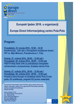 Program: Europski tjedan 2016. u organizaciji Europe Direct