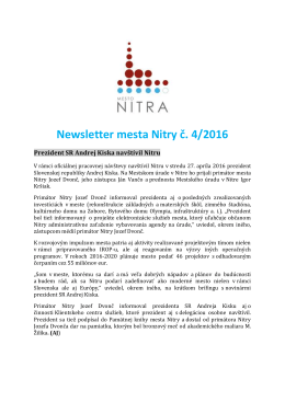 Newsletter mesta Nitry č. 4/2016