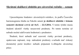 pre študentov záverečných ročníkov – LS 2015/2016