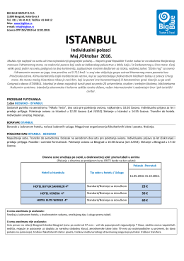 ISTANBUL do Oktobra 2016 - Turistička agencija Big Blue