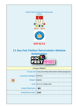 44 ANTALYA 13. Koç Fest Türkiye Üniversiteler Atletizm