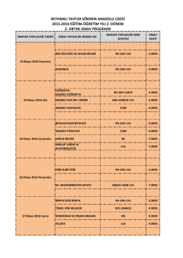 9-10-11. Sınıfların Sınav Programı - HATAY - REYHANLI