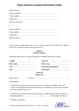 Kupní smlouva na auto od 1.1.2015 PDF