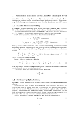 1 Mechanika hmotného bodu a soustav hmotných bodů