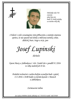 Josef Lupinski - Jan Sadový,Pohřební služba, Jablunkov