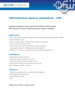 Administrativa správce pohledávek HPP