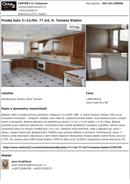 Prodej bytu 3+1/L/DV, 77 m2, K. Tomana Kladno
