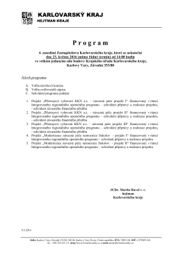 Program jednání ZO KÚ Karl.kraje dne 23.5.2016