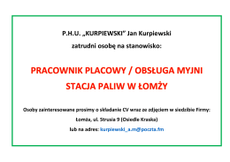 P.H.U. „KURPIEWSKI” Jan Kurpiewski zatrudni osobę na stanowisko: