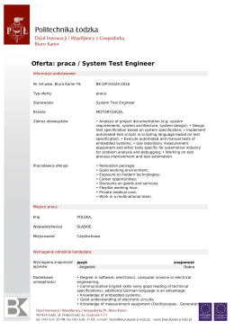 Oferta: praca / System Test Engineer