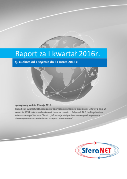SferaNET - raport za I kwartał 2016 roku - Komunikat