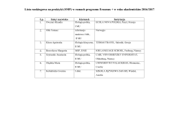 Lista rankingowa na praktyki (SMP) w ramach programu Erasmus +